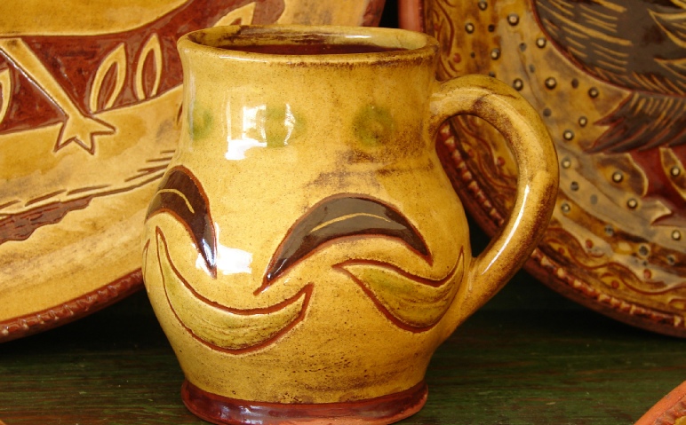 Kulina Folk Art redware mugs