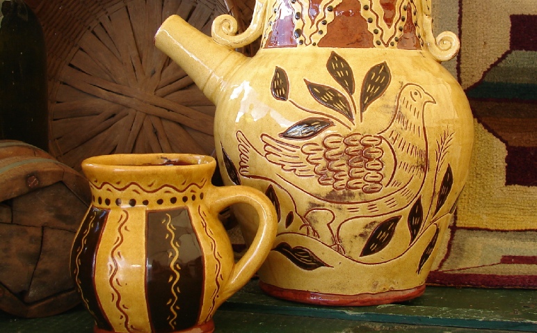 French inspired redware water pitcher by Kulina Folk Art