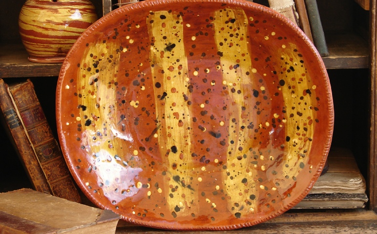 american handmade redware trencher by Kulina Folk Art