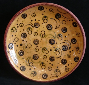 redware plate, stamped pattern