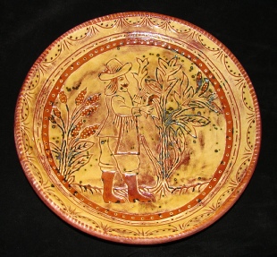redware plate, the gardener
