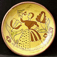 Redware Plate, Lady with Tulip