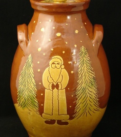 Santa redware jar, Kulina Folk Art