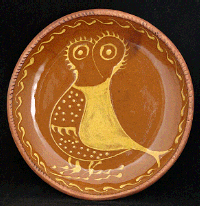 Owl, Gold on Red