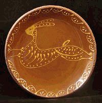 Rabbit, Gold on Red