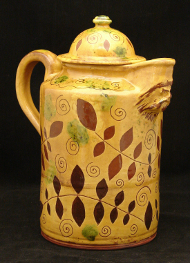 Redware pitcher on display, Keepers of Tradition, Lexington, Mass.