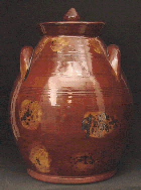 Spangles and Daubs Redware Jar